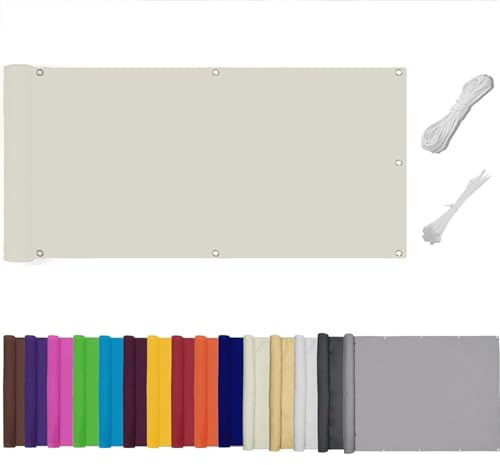 QSZTJJ Brise Vue Balcon Cache Vue Exterieur Jardin,Protection UV,Coupe-Vent Et Imperméable,pour Terrasse Jardin Balcon Patio,avec Attaches De Câble (0.6x3m,Beige)