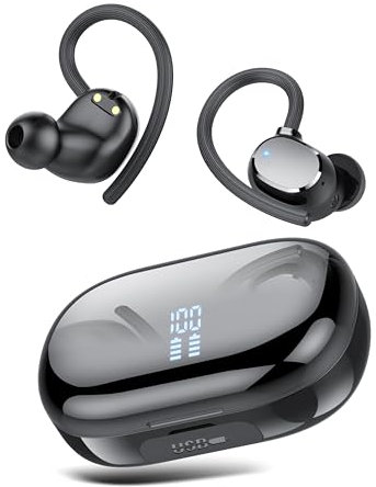 Ear buds Wireless Bluetooth Earbuds Sport 2025 NEW Bluetooth 5.3 Headphones 128H Playtime with LED Display Powerful Bass Over Ear Earphones with Earhooks IP7 Waterproof for Workout/Running/Gym
