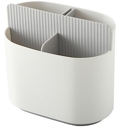 VALICLUD Organizador De Cocina Con Bandeja De Drenaje Soporte Para Palillos y Cubiertos Contenedor Para Utensilios Multifuncional Blanco Fácil Limpieza y Almacenaje Compacto