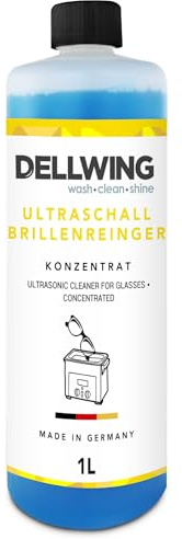 Dellwing Limpiador de gafas 1 l, concentrado para dispositivos ultrasónicos, limpiador para lentes, fabricado en Alemania