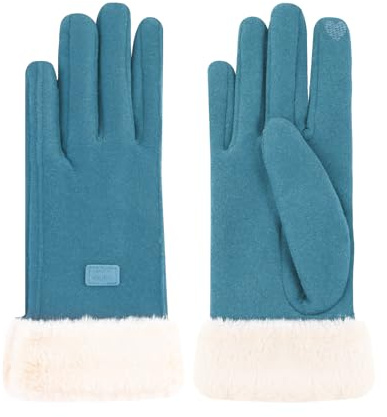 Feelorna Women Winter Gloves, Windproof Plush Cuffs Thermal Touchscreen Gloves Fleece Lined Warm Glove for Outdoors Driving Cycling (Blue)