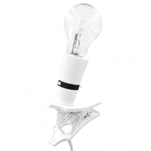 LUXFAB Clip Desk Lamp Holder with UK Plug, On/Off Switch, 2M Cable, Strong Scratch-Free Clip Light Holder Bayonet Bulb Socket Base, White (1-Pack)