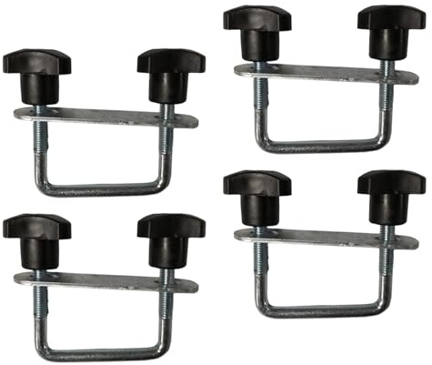 JicSuXi 4 Teiliges Dachbox Montageset Bügel Klemme, Dachbox Halterung, U Halterung, Metall, Schwarz, Nylon Befestigungsmaterial, für Und Transporter, Gepäckträger-Zubehör, 6 cm