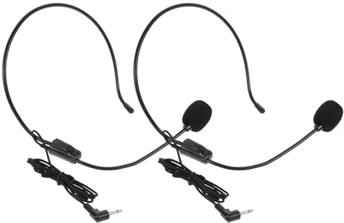 POPETPOP Wired Headset Microphone with Adjustable Arm 2pcs for Voice Amplifier and Speaker Ultra-lightweight Plastic Design with Noise Reduction, for Hosting and Interviewing