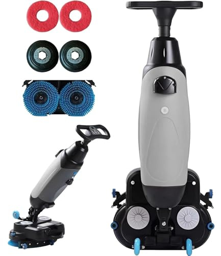 Lavapavimenti Professionale Macchina a Doppia Spazzola per Pavimenti, Lava E Asciuga In Una Sola Passata, 360 rpm, con Serbatoio Dell'acqua Pulita 4,5 L E Serbatoio Delle Acque Reflue 7,5 L(A)