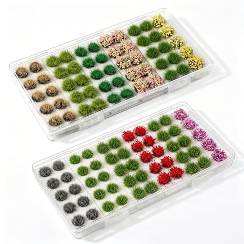 110Pcs Miniature Plants Set Colorful Flower Cluster Flower Mini Model Vegetation Groups Static Grass Tufts Miniature Fairy Garden Aritificial Plants for Train Landscape Scenery and Dioramas