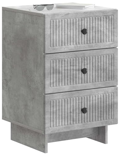 vidaXL Nachttisch Betongrau 43 x 41 x 66,5 cm Holzwerkstoff, Vintage Nachttisch, rechteckiger Beistelltisch, viel Stauraum, Elegantes Schlafzimmermöbel, funktionale Akzente