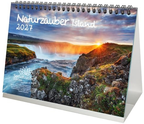 Naturzauber Island DIN A5 Tischkalender für 2027 Natur Reise Land Urlaub- Seelenzauber