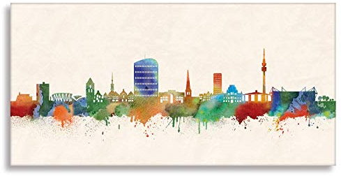 Kunstbruder Dortmund Druck auf leinwand Stencil Graffiti - Bild Dortmund Skyline Paul London! Bild fertig auf Keilrahmen Kunstdrucke, Wandbilder, Bilder zur Dekoratio (60x120 cm)