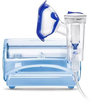Flaem, Delphinus, Aerosol Silenzioso per le Basse Vie Respiratorie, Macchina Aerosol Adulti e Bambini Certificata, Filtro Aria Professionale, Mascherine Soft-Touch, Maniglia Integrata, Made in Italy