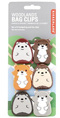 Kikkerland ABS Steel Spring Woodlands Bag Clip, Set of 6, Multi-Colour