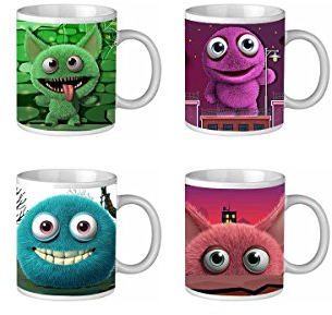 Cepewa Porzellan HQ Little Monsters Becher, 325 Milliliter, Mehrfarbig, Zuhause, Rund, Wiederverwendbar, Tasse