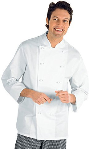 Isacco 057100 Classica Cuoco Giacca con Bottoni Antipanico, Taglia XL, Bianco