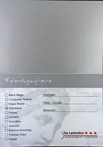 25 Blatt DIN A3 silber schimmerndes Papier 120g/m² beidseitig zu bedrucken