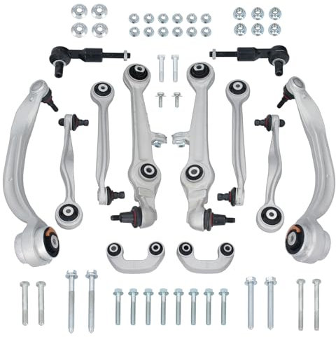 GEPCO Querlenker Satz Koppelstange Spurstangenköpfe kompatibel mit Audi A4 8D B5 A6 4B Vw Passat 3B2 3B5 12-teilig mit Schrauben und Muttern Konusmaß 21 mm