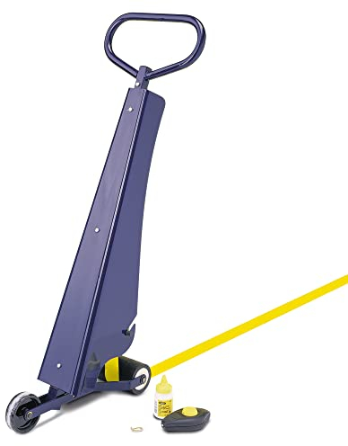 Bodenmarkierset, Abrollgerät, Schneidmesser, Schlagschnur, Kreide, 2 Rollen Markierband LxB 33 mx 50 mm, Farbe gelb
