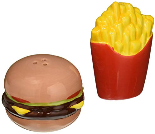 Abbott Collection Hamburguesa y papas fritas sal y pimienta-7 H, 3 de alto, hamburguesas y patatas fritas