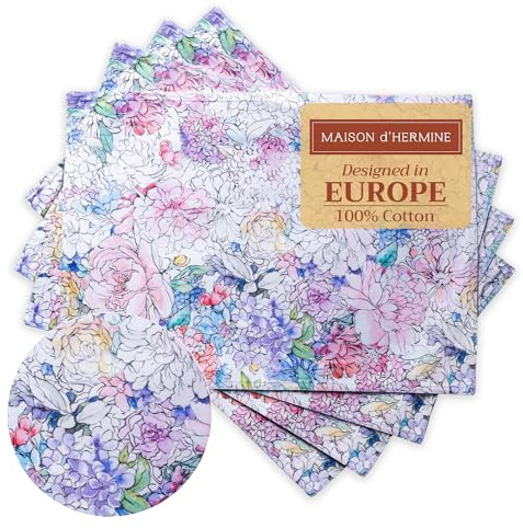 Maison d' Hermine Placemats Set of 4 Reusable 100% Cotton (33 CM x 48 CM) | Cloth Place Mats Washable Table Mats for Kitchen Dining Party Wedding Hotel Home Restaurant Spring Summer - Floral Love