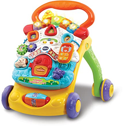 VTech Déambulateur de Marche 2 en 1 avec Musique et lumières, Pieds pliants, Panneau Amovible, régulateur de Vitesse, Multicolore, Version ESP, Emballage Facile à Ouvrir