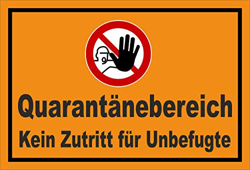 Melis-Folienwerkstatt Schild Quarantäne-Bereich - 15x10cm - Bohrlöcher - 3mm Aluverbund – 20 VAR S00225-024-E