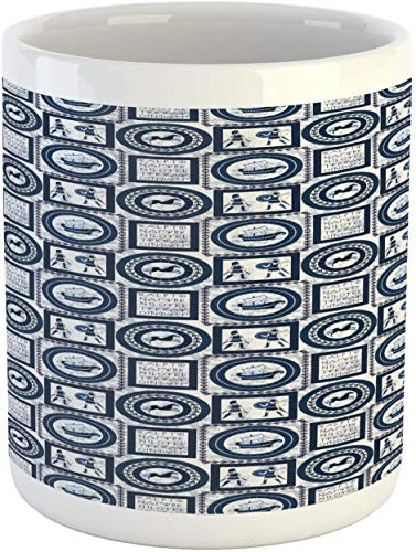 Greek Mug,Kingdom Hero Horse Antique Greek Alphabet Rhythmic Pattern Old Time Elements,Ceramic Coffee Mug Cup for Water Tea Drinks,11 oz,Multicolor