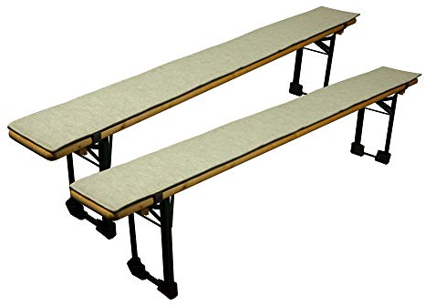 Sensalux Bierbankauflagen, 2er Set, Klettverschluss, Polster für Bierzeltgarnitur, Auflage Grau - Beige 220cm x 25cm