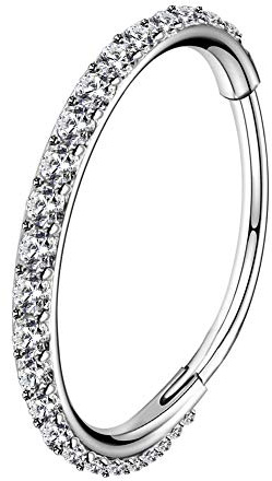 OUFER 20G Naso Anello Cerchio Hoop Nose Ring Nostril Helix Piercing Acciaio Inossidabile 316L CZ Daith Trago Argento Orecchino Cartilage Septum Clicker Gioielli 6 mm