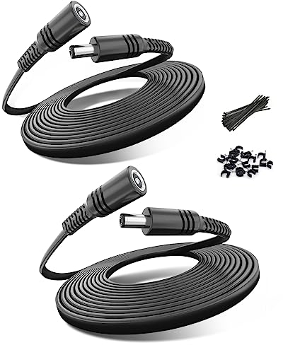 Basesailor Flach DC Verlängerungskabel 6M 2Pack,12V 5,5mm x 2,1mm 5521 Netzteil Verlängerung Kabel,Buchse auf Stecker Connector Stromkabel für CCTV Überwachungskamera,Eufy E330,TP Link Tapo C510W,C310