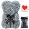 Rosenbär, Rose Teddybär, 25.4 cm, Dutzend Blumen, künstliche Pflanzen, Dekoration, Geschenk für Valentinstag, Muttertag, Weihnachten, Party, Dekorationen mit transparenter Geschenkbox (11-grau)