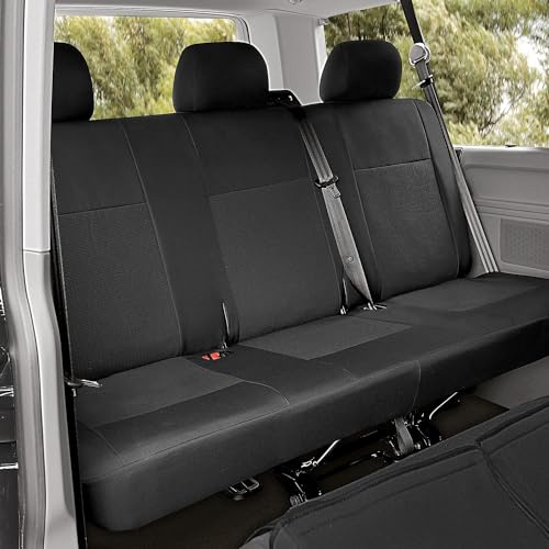 Accesorionline Sitzbezüge für T5 T6-2-9sitzer, 100 % passgenau, schwarz, Caravelle, Multivan, California, Transporter Camper 4motion 4x4 (T5-T6 hinten)