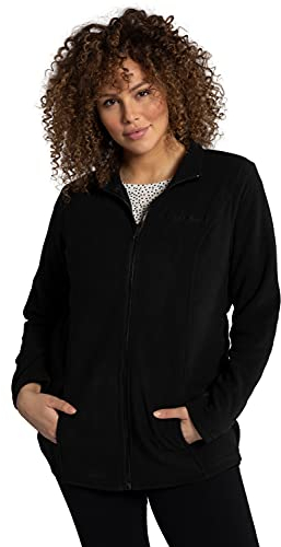 Ulla Popken Damen Fleecejacke, Baukastensystem, Innenjacke, Stehkragen Sweatjacken, Schwarz, 46-48 EU