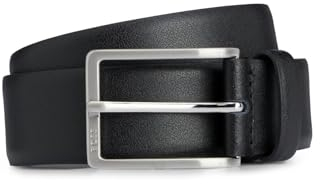BOSS Herren Erman-L Sz35 In Italien gefertigter Ledergürtel mit Logo-Gravur auf der Schließe Schwarz001 90