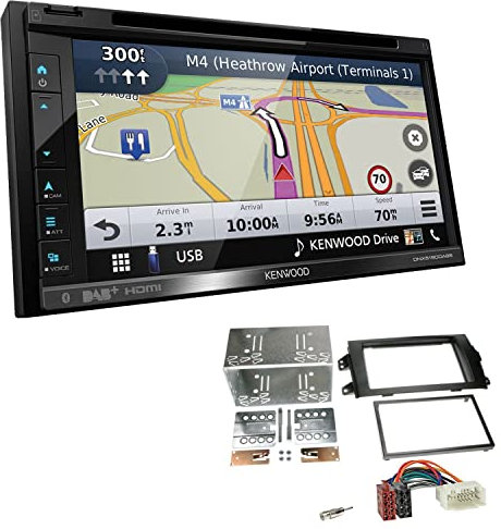 Kenwood DNX5190DABS 2-DIN Navitainer Autoradio kompatibel mit Apple CarPlay Android Auto Bluetooth DAB+ passend für FIAT Sedici ab 2006 schwarz
