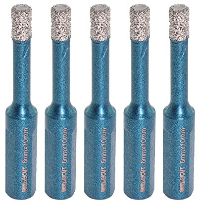 Porcelain Tile Drill Bits 6mm - MINLAYCUT 5PCS Diamond Hole Saw Core Drill Bit with Triangle Shank for Porcelain Tile Ceramic Granite Marble