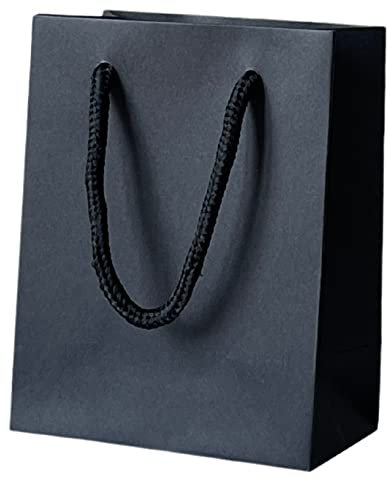 Thepaperbagstore 10 Schwarze Extra Kleine Matt Luxus-Boutique-Papiertüten für Geschenke oder als Tragetaschen mit Seilgriffen - 115x65x145mm