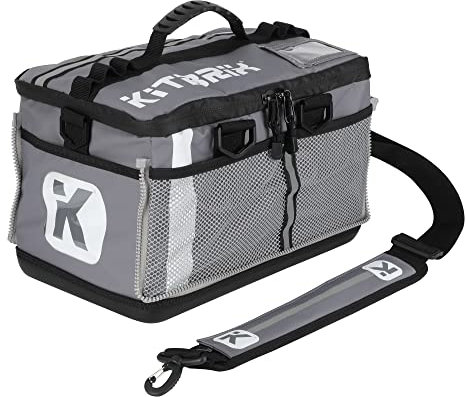 KITBRIX Sportausrüstungstasche – wasserdichte Tasche für Schwimmen, Radfahren, Laufen, Fitnessstudio, Fußball, Triathlon-Übergang, Hindernislauf-Rennen, grau, L