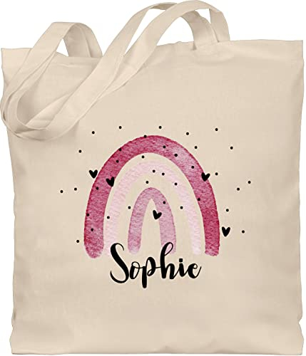 Baumwolltasche - Boho Regenbogen I Boho Rainbow - Unisize - Naturweiß - jutebeutel kindergarten kinder stoffbeutel name kita beutel personalisierte kindergartenbeutel bohemian personalisierter