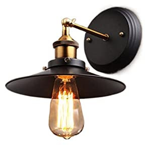 OXVUE Vintage Wall Light Wall Sconce Rustic Wrought Iron Bed Black Dress Single Head Wall Lamp Wall Lantern Loft Headboard Aisle Wall Spotlights Light for Bedside