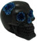 mtb more energy Tête de mort décorative « Crystal Head » – Tête de mort noire avec cristaux bleus scintillants – Hauteur 12 cm – Figurine de décoration Crâne