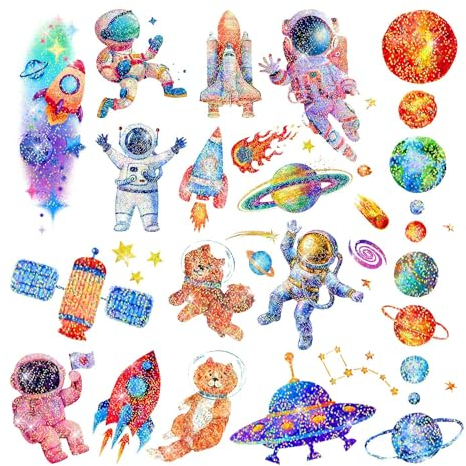 Leesgel Weltraum Tattoo Kinder Glitzer, Weltraum Glitzertattoos Kinder Tattoo Jungen Mädchen Kindertattoos Sticker, Kleine Geschenke für Kinder Weltraum Kindergeburtstag Gastgeschenke Jungen Mädchen