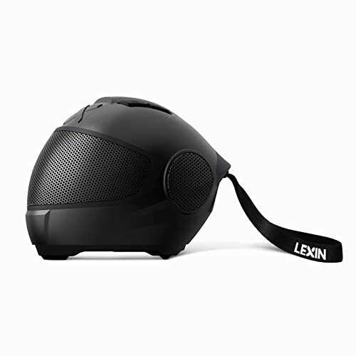 LEXIN Model S Bluetooth Lautsprecher in Schwarz, 360 Grad Audio Sound, Freisprechfunktion mit eingebautem Mikrofon, Musikbox für unterwegs, zu Hause, Terrasse oder Arbeitszimmer