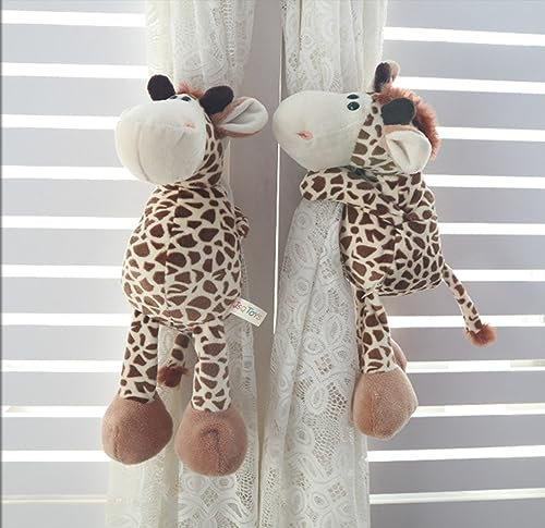 EXQUILEG Vorhang-Raffhalter, 2 Stück Dschungel Cartoon Tier Vorhanggurte Vorhang Schnalle Haken für Kinder Kinderzimmer Zimmer Fensterdekoration (Giraffe)