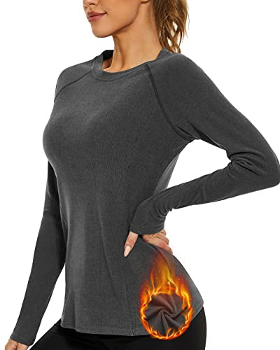 Soneven Camiseta Mujer Manga Larga Basicas Ropa Termica Mujer Camisetas Interior Térmica Deportivas Mujer Invierno para Esquiar Corriendo