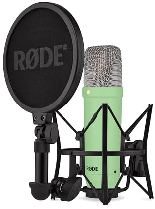 RØDE NT1 Signature Series Large-diaphragm Condenser Microphone with Shock Mount, Pop Filter and XLR Cable for Music Production, Vocal Recording, Streaming and Podcasting (Green)