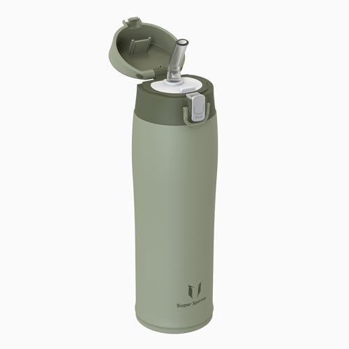 Super Sparrow Edelstahl Trinkflasche Strohhalm, Thermosflasche - 500ml - BPA Frei, Auslaufsicher Trinkflaschen Kinder, Trinkbecher für Sport, Reisen, Schule
