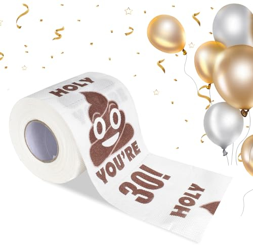 Toilettenpapier zum Geburtstag für Frauen und Männer, Happy Prank Toilettenpapier, Happy Birthday Toilettenpapier Gag Geschenke für Freunde, Familie, Geburtstag Party Dekorationen (30. Geburtstag)