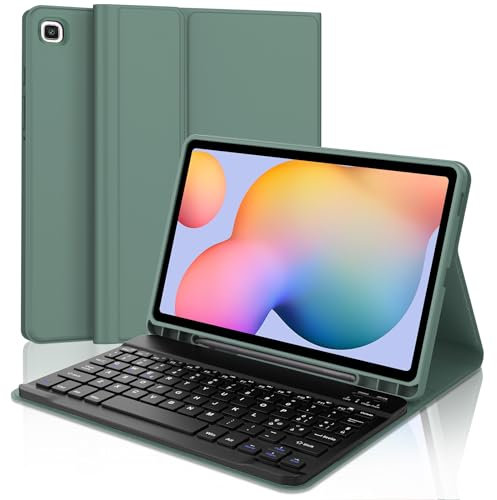 WINCHKING Tastiera per Samsung Galaxy Tab S6 Lite 2022/2020 10.4'', Layout Italiano, Custodia con tastiera Bluetooth magnetica rimovibile per sumsung S6 Lite(SM-P610/P615/P613/P619), Verde scuro