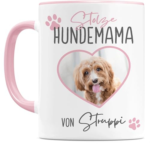 Hundemama Tasse personalisiert Hunde Fototasse mit eigenem Bild & Namen Geschenk für Hundebesitzer Hundeliebhaber Kaffeetasse aus Keramik 330 ml