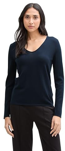 TOM TAILOR Damen 1012976 Strickpullover Mit V-Ausschnitt, 37495 - Midnight Navy Blue, XXL EU
