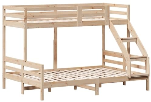 vidaXL Etagenbett, Hochbett mit Leitplanken, Stockbett für Schlafzimmer, Bett Holzbett Einzelbett, 90x200/140x200cm Massivholz Kiefer